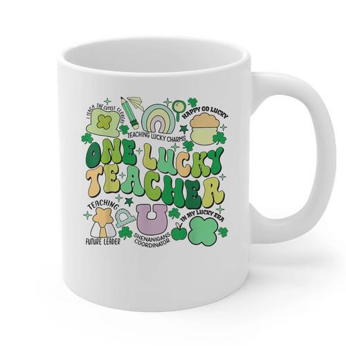 One Lucky Teacher St Patrick's Day Irish Teacher Lucky Era Graphic Print Coffee Mug - teacherstshirts.com