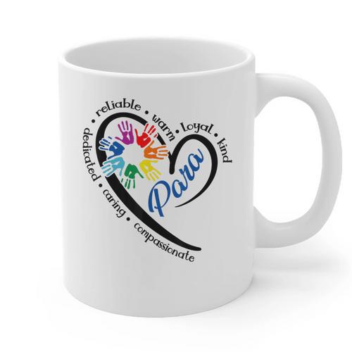 Para Heart Teacher Paraprofessional Paraeducator Men Women Graphic Print Coffee Mug - teacherstshirts.com UK