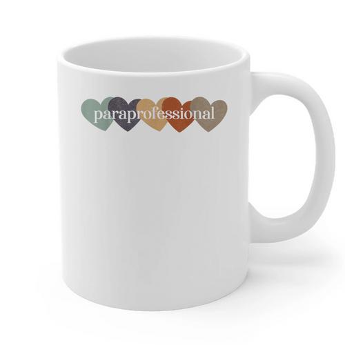 Paraprofessional Teacher Hearts Back To School Teach Rainbow Men Women Kids Graphic Print Coffee Mug - teacherstshirts.com CA