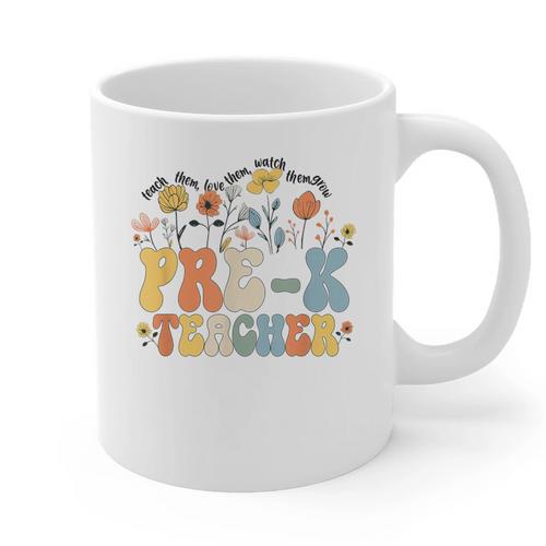 Pre-k Teacher Appreciation Teaching Wildflowers Graphic Print Coffee Mug - teacherstshirts.com