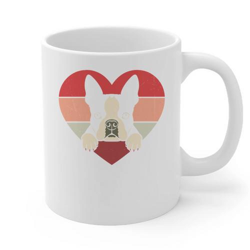 Retro Heart Boston Terrier Dog Vintage Valentine Graphic Print Coffee Mug - Bostonterriersmerch.com