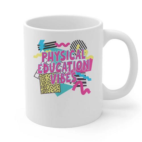 Retro Physical Education Vibes Gym Teacher Phys Ed Teacher Graphic Print Coffee Mug - teacherstshirts.com UK