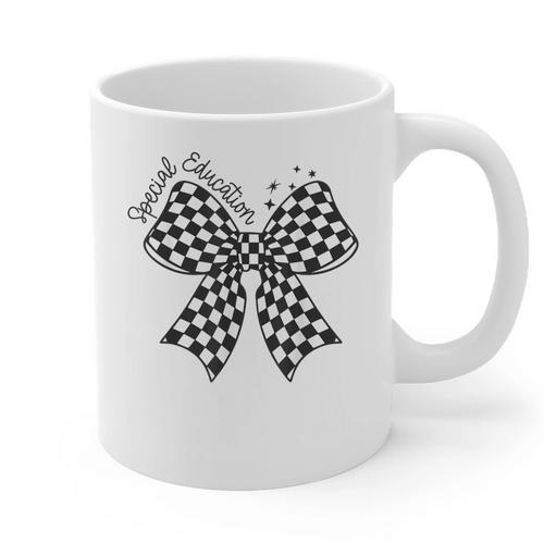 Retro Special Education Squad Coquette Bow SPED Teacher Graphic Print Coffee Mug - teacherstshirts.com