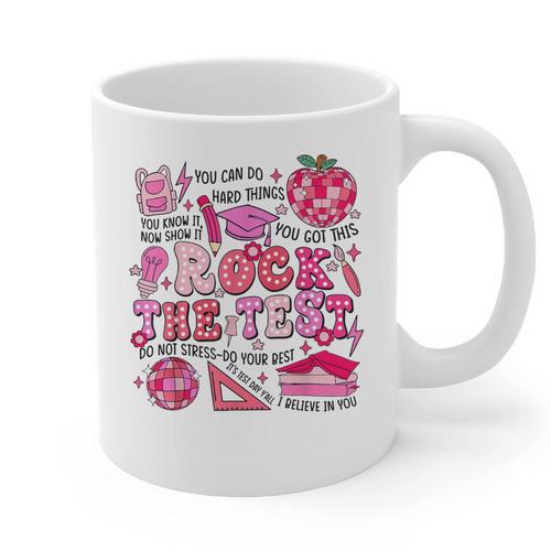 Rock The Test Testing Day Don't Stress Do Your Best Teacher For Men Women Girls Kids Graphic Print Coffee Mug - teacherstshirts.com UK