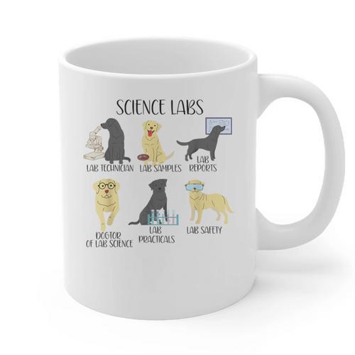Science Labs Dogs Labrador Retriever Science Teacher Graphic Print Coffee Mug - teacherstshirts.com UK
