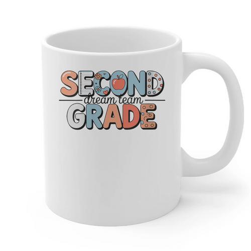 Second Grade Dream Team Back To School 2nd Grade Teacher Graphic Print Coffee Mug - teacherstshirts.com