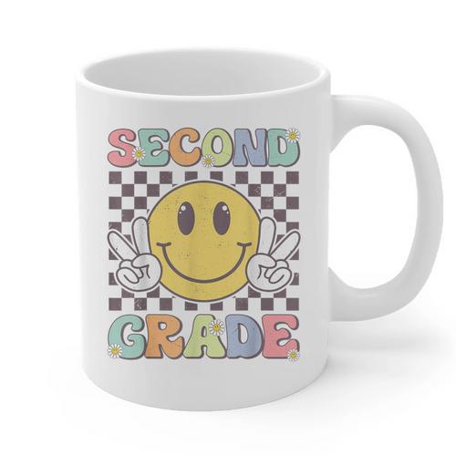 Second Grade Teachers Boys Girls Smile Face 2nd Grade Team Graphic Print Coffee Mug - teacherstshirts.com AU