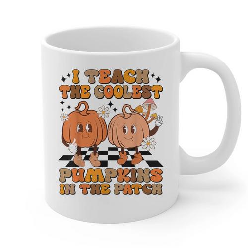I Teach The Coolest Pumpkins In The Patch Teacher Halloween Graphic Print Coffee Mug - teacherstshirts.com AU