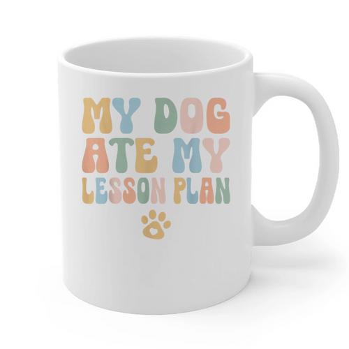 Teacher My Dog Ate My Lesson Plan Teacher Lesson Plan Graphic Print Coffee Mug - teacherstshirts.com