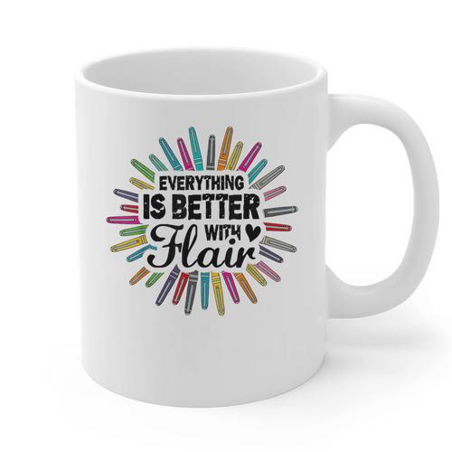 Teacher Flair Pen Art Lover School Supplies Graphic Print Coffee Mug - teacherstshirts.com