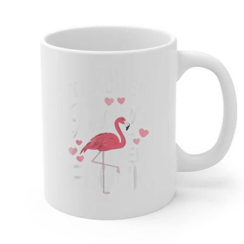 This Teacher Loves Her Flock Flamingo Teacher Class Graphic Print Coffee Mug - teacherstshirts.com AU