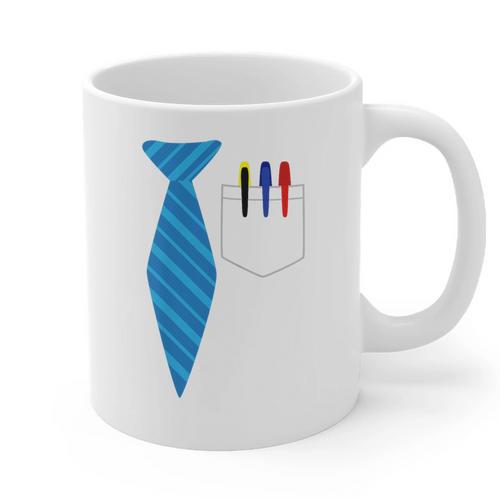 Teacher Tie & Pocket Protector Costume School Graphic Print Coffee Mug - teacherstshirts.com UK