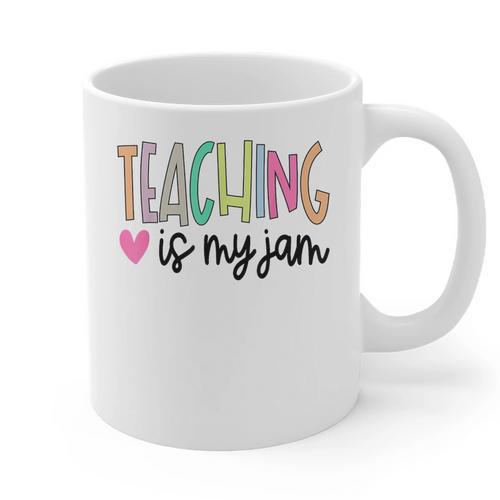 Teaching Is My Jam For Women Teacher Cute Teachers Outfit Graphic Print Coffee Mug - teacherstshirts.com UK