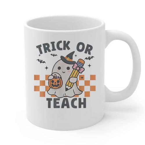 Trick Or Teach Teacher Graphic Print Coffee Mug - teacherstshirts.com UK