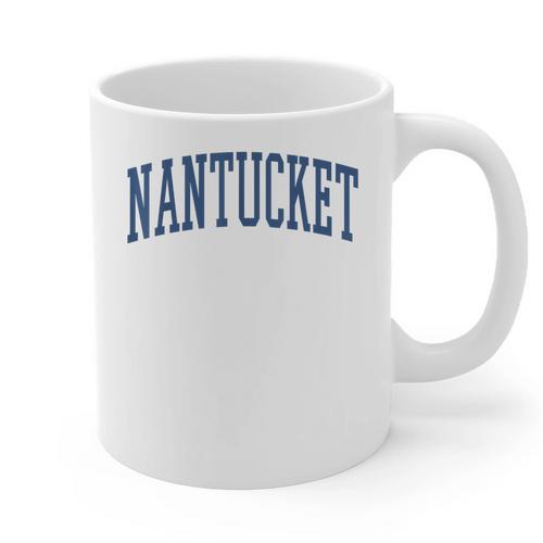 Varsity Grey Nantucket Graphic Print Coffee Mug - Bostonterriersmerch.com