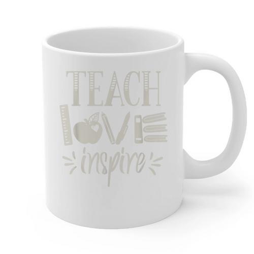 Vintage Teach Love Inspire Red For Ed Teacher Supporter Men Women Girls Kids Graphic Print Coffee Mug - teacherstshirts.com CA