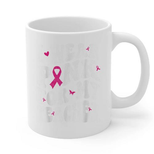 I Wear Pink For My Teacher Breast Cancer Awareness Support Men Women Graphic Print Coffee Mug - teacherstshirts.com CA