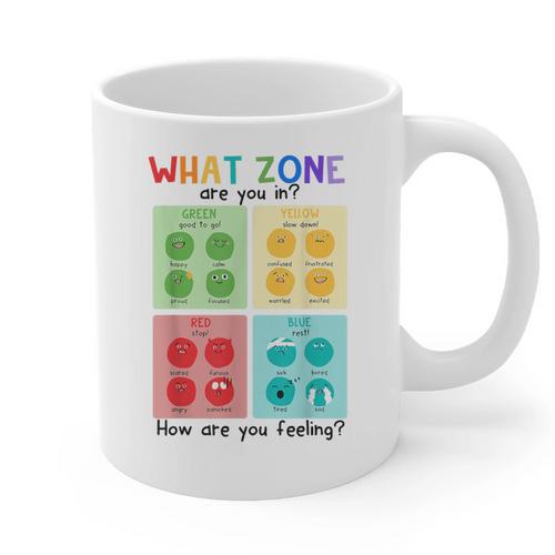What Zone Are You In How Are You Feeling Teacher Graphic Print Coffee Mug - teacherstshirts.com AU