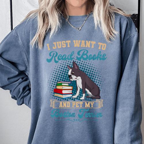Boston Terrier American Gentleman Bibliophile Book Lover Comfort Colors Sweatshirt - Bostonterriersmerch.com