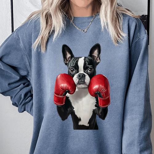 Boston Terrier Boxing Comfort Colors Sweatshirt - Bostonterriersmerch.com CA