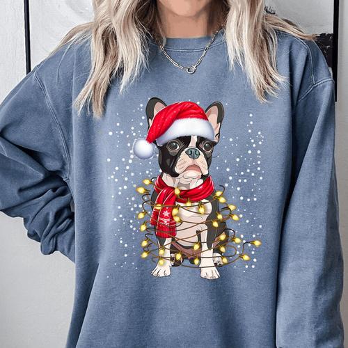Boston Terrier Dog Ugly Christmas Dog Xmas For Men Women Kids Comfort Colors Sweatshirt - Bostonterriersmerch.com