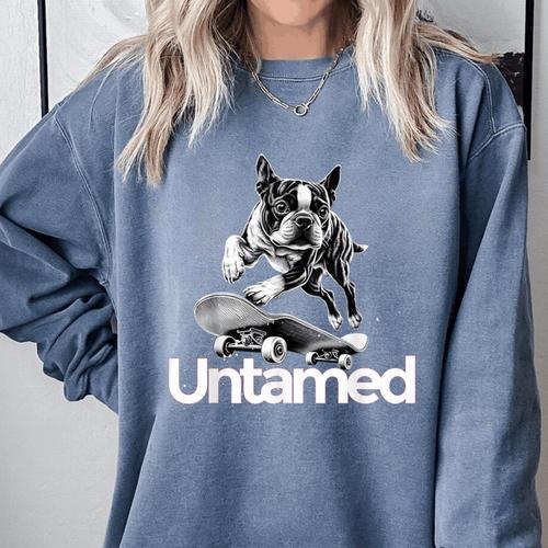 Boston Terrier Dog Untamed For Men Women Comfort Colors Sweatshirt - Bostonterriersmerch.com
