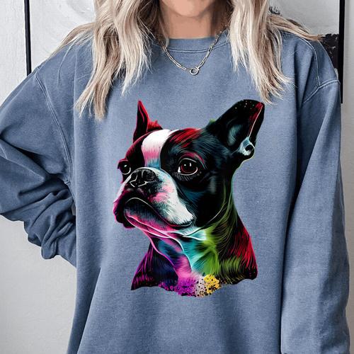 Boston Terrier Lovers Colorful Pop Art Boston Terrier Comfort Colors Sweatshirt - Bostonterriersmerch.com