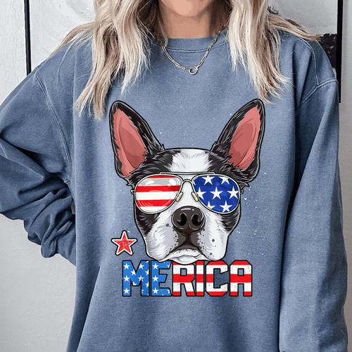 Boston Terrier Merica 4th Of July T Shirt Men Boys Dog Puppy Comfort Colors Sweatshirt - Bostonterriersmerch.com