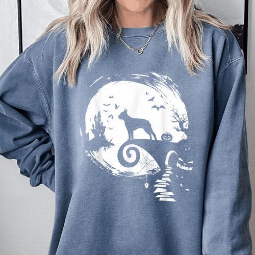 Boston Terrier And Moon Halloween Costume Dog Lover Comfort Colors Sweatshirt - Bostonterriersmerch.com