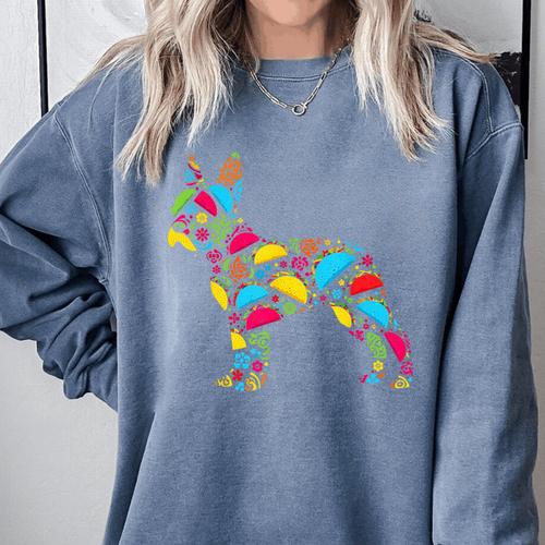 Boston Terrier Tacos Mexican Cinco De Mayo Taco Comfort Colors Sweatshirt - Bostonterriersmerch.com