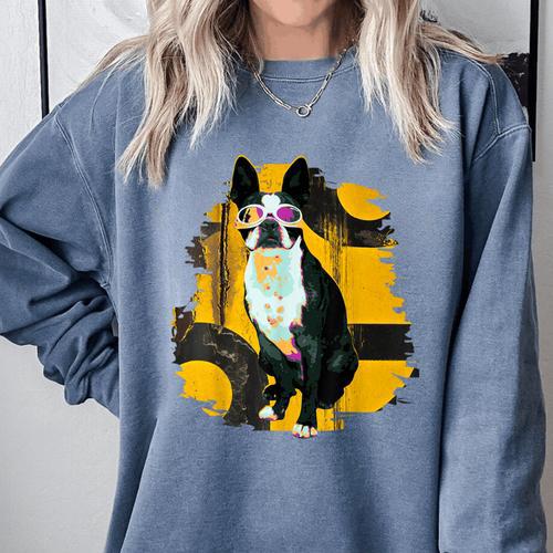 Boston Terrier s Mid-Century Modern Art s Street Grunge Comfort Colors Sweatshirt - Bostonterriersmerch.com