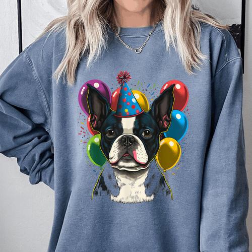 Celebration Event Birthday Party Boston Terrier Comfort Colors Sweatshirt - Bostonterriersmerch.com