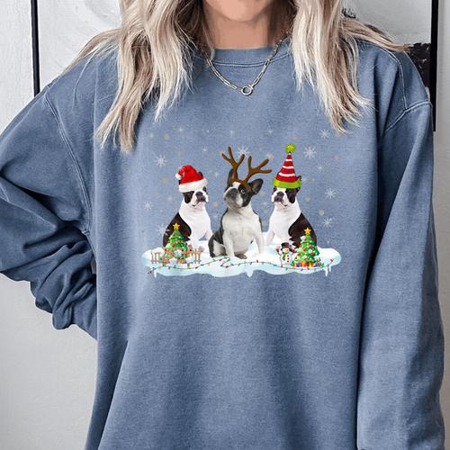Christmas Boston Terrier Santa Dog Lover Comfort Colors Sweatshirt - Bostonterriersmerch.com