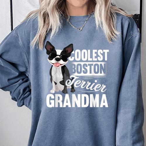 Coolest Boston Terrier Grandma Dog Comfort Colors Sweatshirt - Bostonterriersmerch.com