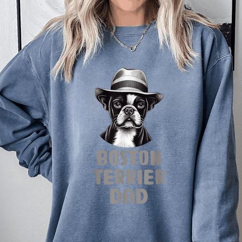 Cute Boston Terrier Dad Dog Lovers Puppy Bostie Owner Comfort Colors Sweatshirt - Bostonterriersmerch.com