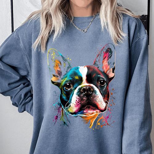 Cute Boston Terrier Puppy Dog Art Lover Unique Painting For Men Women Kids Comfort Colors Sweatshirt - Bostonterriersmerch.com