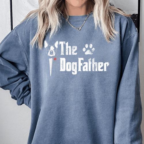 The Dogfather Boston Terrier Dog Dad Father's Day Comfort Colors Sweatshirt - Bostonterriersmerch.com