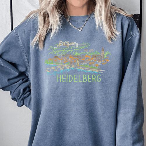Heidelberg Germany Art Men Women Comfort Colors Sweatshirt - Bostonterriersmerch.com
