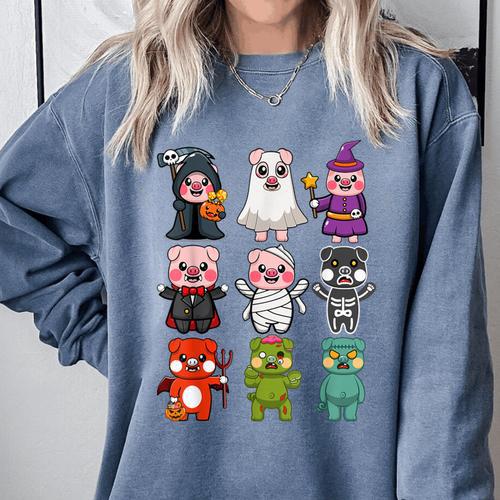 Pig Spooky Ghost Witch Boo-Jee Horror Pumpkin Pig Halloween Comfort Colors Sweatshirt - Bostonterriersmerch.com