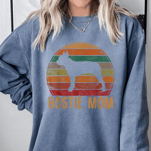 Retro Boston Terrier Mom Dog Mother Pet Bostie Mama Comfort Colors Sweatshirt - Bostonterriersmerch.com