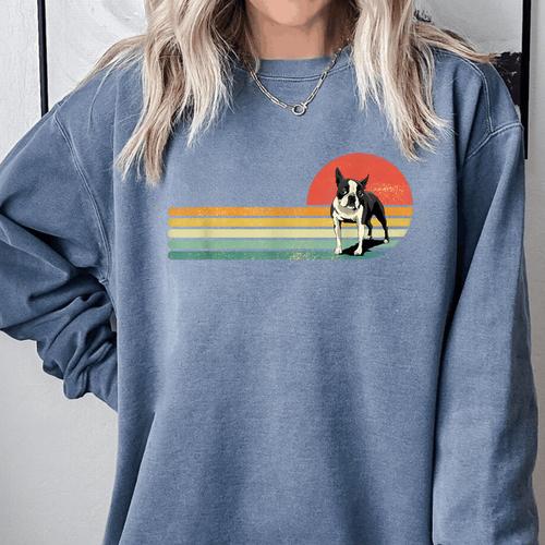 Retro Vintage Boston Terrier Dog Lover Boston Terrier Mom Comfort Colors Sweatshirt - Bostonterriersmerch.com