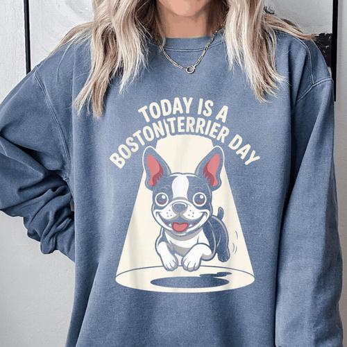 Today Is A Boston Terrier Day Cute Dog Lover Cartoon Comfort Colors Sweatshirt - Bostonterriersmerch.com