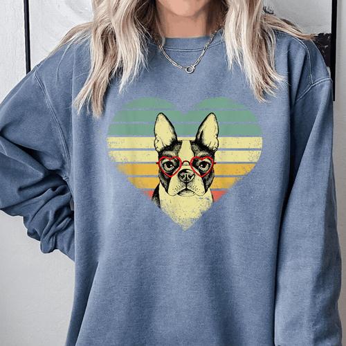 Vintage American Boston Terrier Lovers Valentine's Day Comfort Colors Sweatshirt - Bostonterriersmerch.com