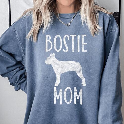 Vintage Boston Terrier Mom Dog Owner Bostie Mother Comfort Colors Sweatshirt - Bostonterriersmerch.com