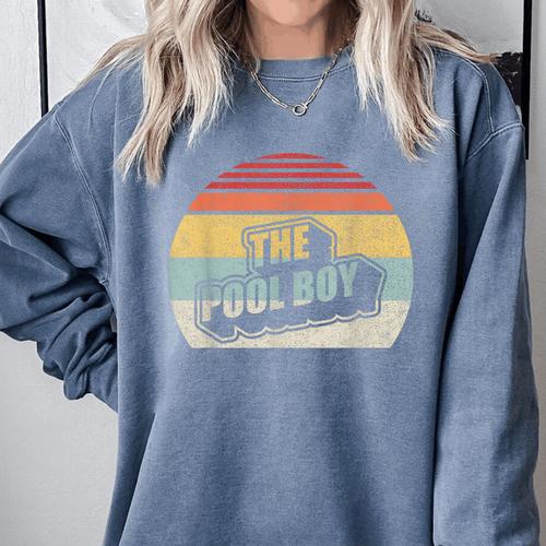 Vintage Retro The Pool Boy Comfort Colors Sweatshirt - Bostonterriersmerch.com