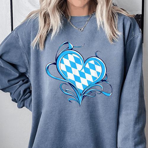 Bavarian Flag As Heart Blue Diamond Bavaria Comfort Colors Sweatshirt - Bostonterriersmerch.com