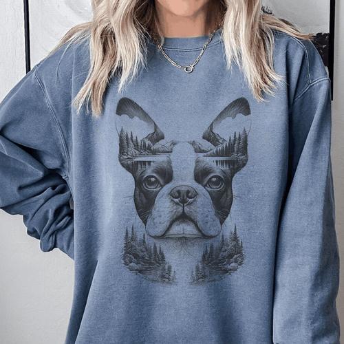 Boston Terrier Dog Bostie Nature Memorial Idea Men Women Comfort Colors Sweatshirt - Bostonterriersmerch.com UK