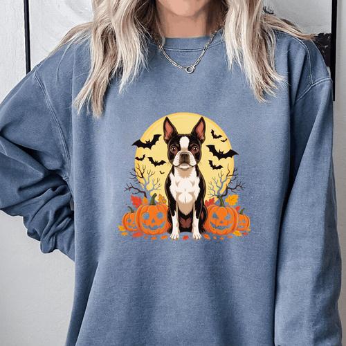 Boston Terrier Halloween Dog Lover Pumpkin Costume Comfort Colors Sweatshirt - Bostonterriersmerch.com