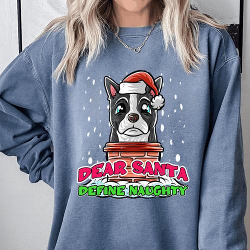 Boston Terrier Santa Claus Christmas Dog Comfort Colors Sweatshirt - Bostonterriersmerch.com