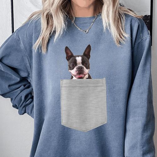 Dog In Your Pocket Boston Terrier For Men Women Girls Kids Comfort Colors Sweatshirt - Bostonterriersmerch.com